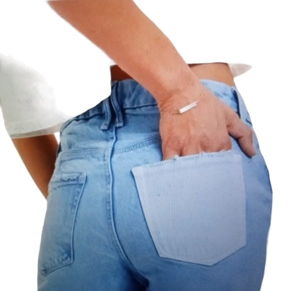 Good American 90s Two Tone Busted Knee Relaxed Fit High Waist Size 8/29 - Picture 9 of 11